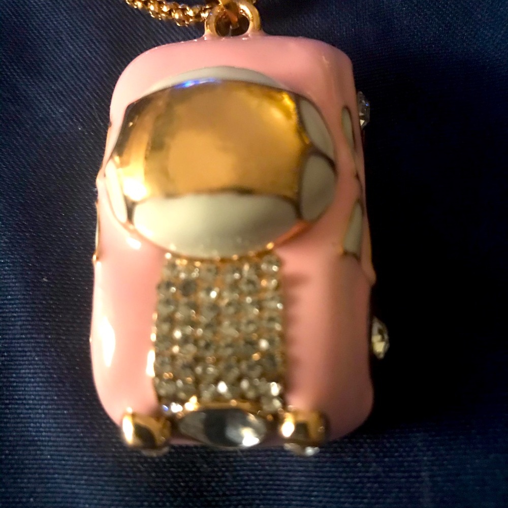 NWT Betsey Johnson Blingy Pink Car Necklace